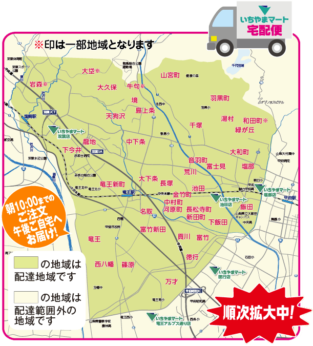 いちやまマート池田店のお届けエリア